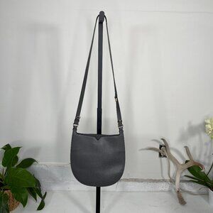 Valextra Gray Leather Adjustable Shoulder Strap Crossbody Hobo Weekend Bag